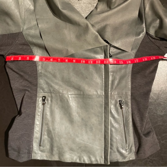 Women Genuine Leather Gray Moto Jacket size XL - Picture 9 of 13
